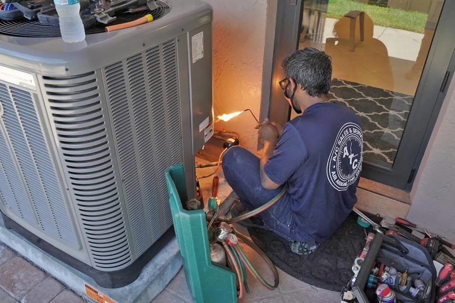 Air conditioner outside a home