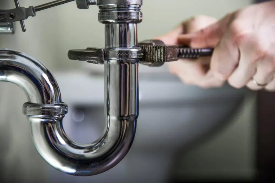 Working on bathroom plumbing